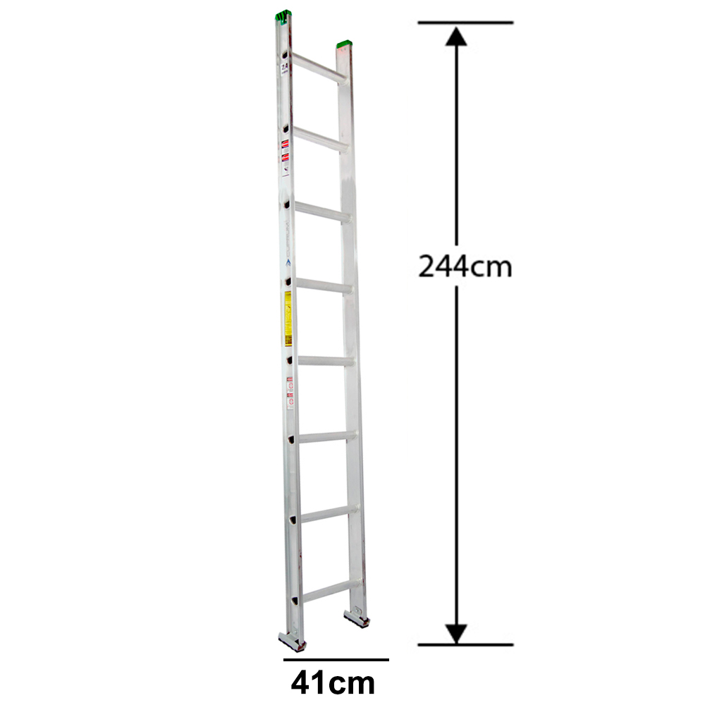 ESCALERA ALUMINIO RECTA SIMPLE 2.44 MTS. 8 PELDAÑOS