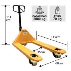 Transpaleta Manual de Nylon con 2.500Kg de Capacidad con