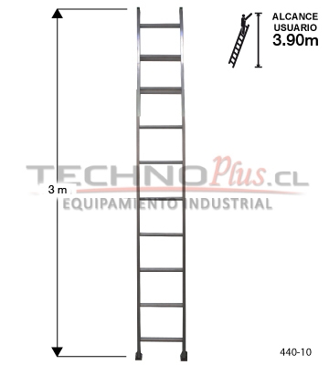 ESCALERA ALUMINIO RECTA SIMPLE 2.44 MTS. 8 PELDAÑOS