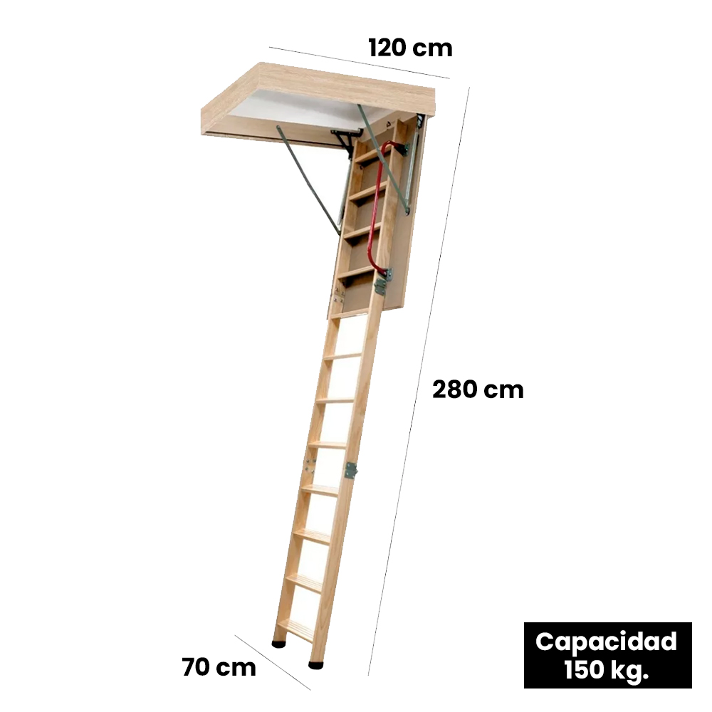ESCALERA DE TICO ENTRETECHO MADERA 280 CM LADDERPLUS TecnoPlus escalera-de-tico-entretecho-madera-280-cm-ladderplus-tecnoplus